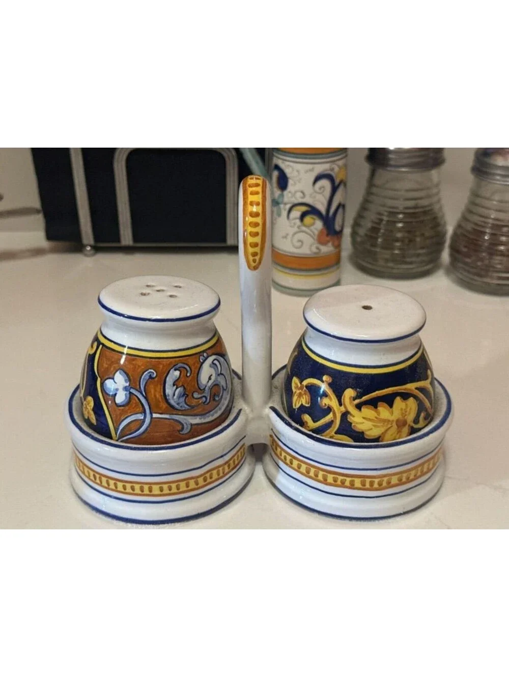 Vintage Cottura Italian Handpainted Ceramic Salt & Pepper Shakers Mini Pitcher
